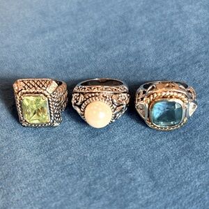 Assortment of fashion rings silver plated. Size 5. Good condition